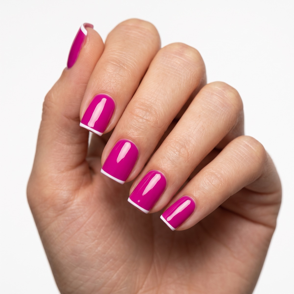 Design concept, AI-generated illustration: magenta French tips